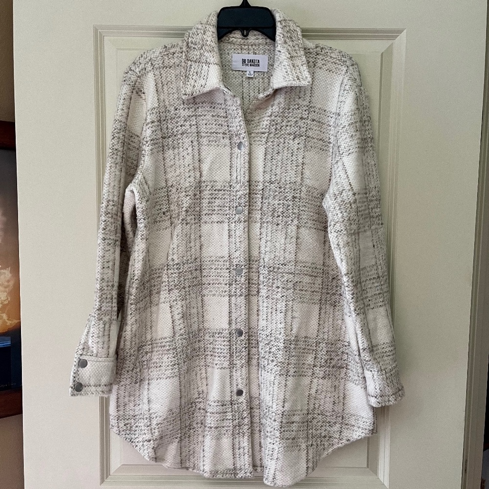 BB Dakota Cosima Neutral Plaid Shacket